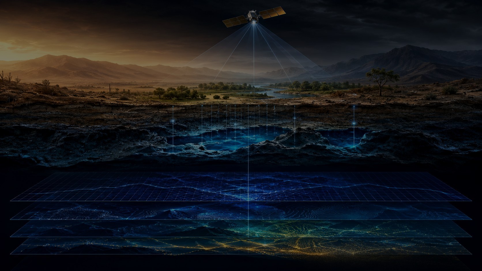 Satellite view of terrain used for groundwater screening